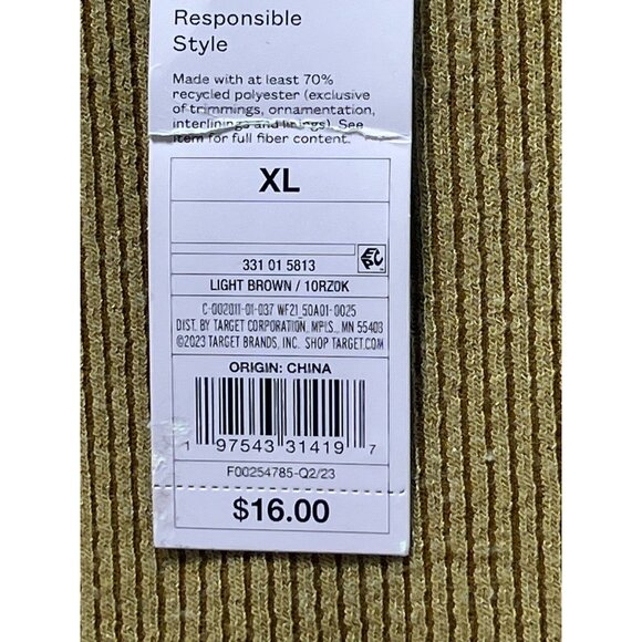 Wild Fable - Women's Ribbed Long Sleeve Crop Top - Brown - Extra Large - Picture 7 of 12